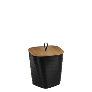 Καλάθι απορ.PP μαύρο  με καπάκι bamboo 06.655410303