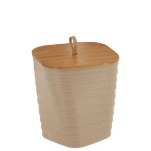 Καλάθι απορ.PP μπεζ  με καπάκι bamboo 06.655416102