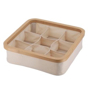 Καλάθι τακτοποiησης polyester εκρού με 9θήκες 30Χ30Χ9 06.8725104