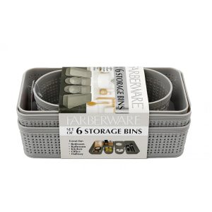 Καλάθια αποθήκευσης PP γκρι/σετ6τμχ 25X12X6CM 014.SG0393