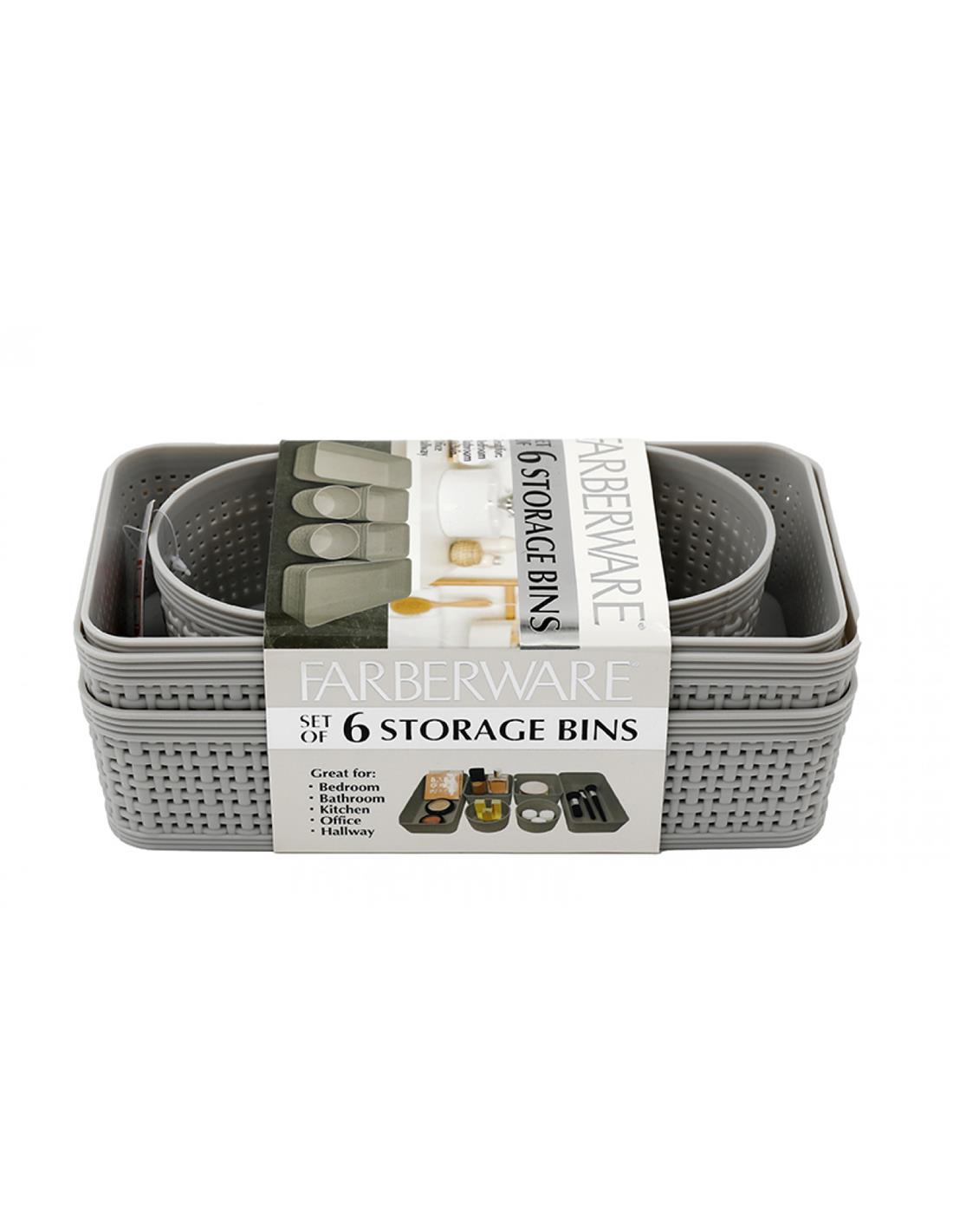 Καλάθια αποθήκευσης PP γκρι/σετ6τμχ 25X12X6CM 014.SG0393