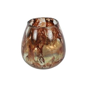 Κηροπήγιο γυαλ. καφέ νερά Φ14 Η14cm 013.810922