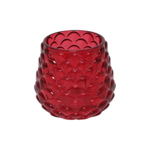 Κηροπήγιο γυαλ.κουκουνάρα κόκκινο 8