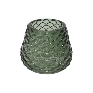 Κηροπήγιο γυαλ.κουκουνάρα πράσινο 7