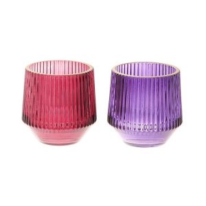 Κηροπήγιο γυαλ. Ριγέ 2χρ. Φ9