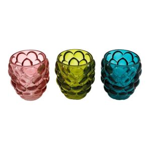 Κηροπήγιο γυάλινο 3χρώματα 9X9