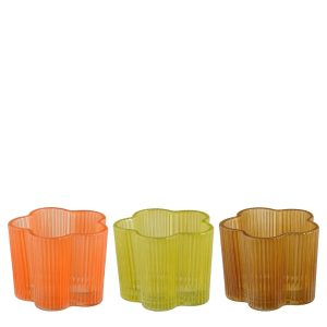 Κηροπήγιο γυάλινο 3χρώματα Φ7Η6cm 02.1172176