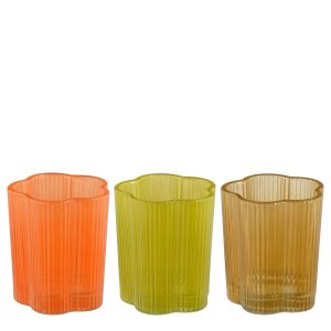 Κηροπήγιο γυάλινο 3χρώματα Φ7Η8