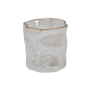 Κηροπήγιο γυάλινο διάφανο χρυσό rim Φ8