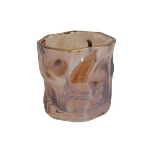 Κηροπήγιο γυάλινο χρυσό χρυσό rim Φ7