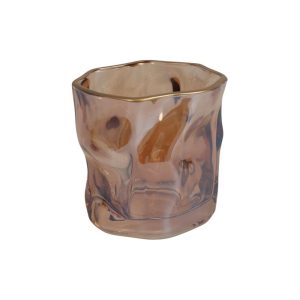 Κηροπήγιο γυάλινο χρυσό χρυσό rim Φ8