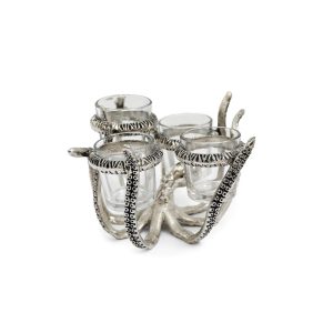 Κηροπήγιο "OCTOPUS" aluminium/4γυαλιά 19x17cm 014.CH6522