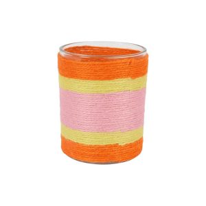 Κηροπήγιο ριγέ πορτ./ροζ Φ10Χ12