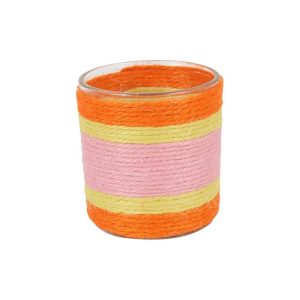 Κηροπήγιο ριγέ πορτ./ροζ  Φ7