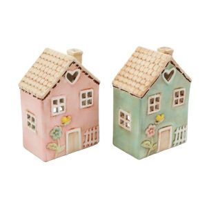 Κηροπήγιο σπίτι κεραμικό 2χρώματα 12x17cm 014.OR7812