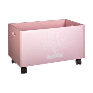 Κουτί αποθηκ.ξύλινο με ρόδες ρόζ 48Χ30Χ28 07.127141A