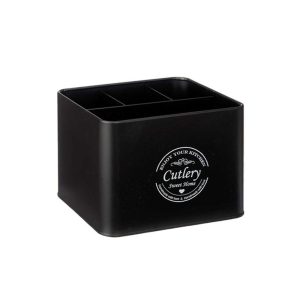 Κουτί μεταλ.4θήκες μαύρο"Cutlery" 18x15
