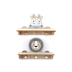 Κρεμάστρα τοίχου με ράφι ξυλ.σχ.ζωάκια 39