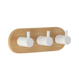 Κρεμάστρα τριπλή μεταλ.λευκή/bamboo βάση 10.8 x 15.8 x 3.5 cm 06.9062213