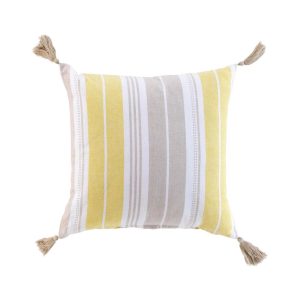 Μαξιλάρι βαμβ.40Χ40 ριγέ naturaline κίτρινο με πον πον 027.1610017