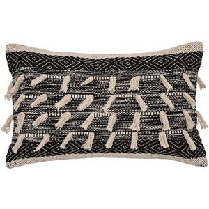 Μαξιλάρι βαμβ.μαύρο με κρόσια 38Χ58 07.188548