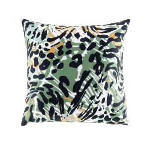 Μαξιλάρι βελουτέ πράσινο/μαύρο λεοπάρ 45x45cm 027.1609888