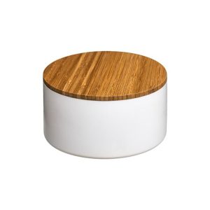 Μπιζουτιέρα λευκή με καπάκι ξύλινο 13