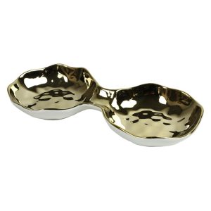 Μπωλ κεραμ.διπλό χρυσό/λευκό 25