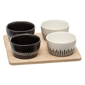 Μπωλ σερβιρ.4τμχ σε ξυλ.βάση 07.207103