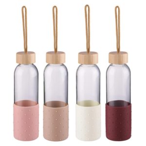 Μπουκάλι γυάλινο νερού με θήκη/4χρώμ. 500ml/6