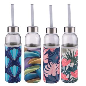 Μπουκάλι γυάλινο νερού με θήκη/4χρώμ. 500ml/6