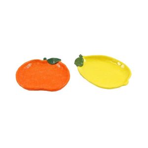 Πιατέλα κεραμ.2σχλεμόνι/πορτοκάλι 20.5x14.5x3cm/16.5x16.2x3cm 014.OR7792