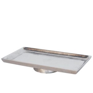 Πιατέλα μεταλ. Ασημί με πόδι 30Χ17