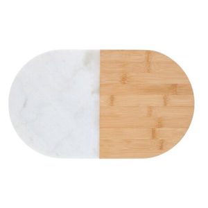 Πιατέλα σερβ.bamboo με μάρμαρο οβαλ 37Χ22 03.47178