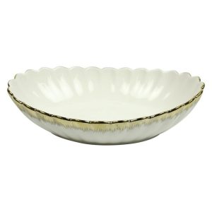 Πιατέλα σερβ.κεραμ.λευκή/χρυσή 20Χ14Η5