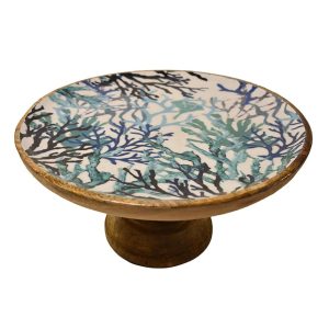 Πιατέλα σερβ.με πόδι  mango enamel blue coral Φ30Χ13 00.07.7472