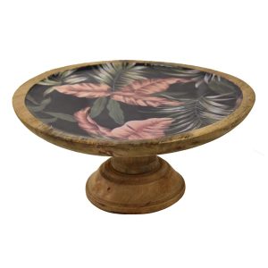 Πιατέλα σερβ.με πόδι  mango enamel mixed leaves Φ30Χ13 00.07.7472A