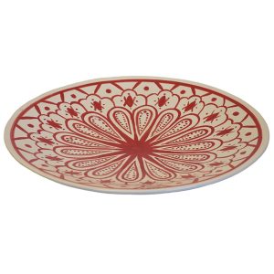 Πιάτο διακοσμ.κεραμ.χειροποίητο βαθύ 40εκ. Red palmet 026.0042