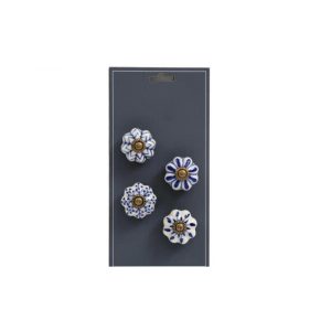 Πόμολα εκρού/μπλε σχέδια σετ4τμχ 4X4X2CM 014.HH5978