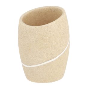 Ποτήρι μπάνιου polyresin/stone effect/φυσικό  7.2x6.5x9