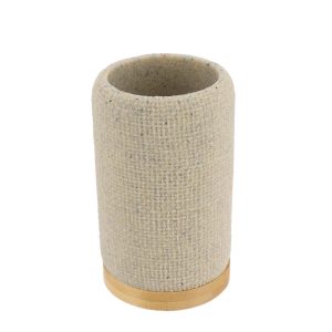 Ποτήρι polyresin εκρού με bamboo 06.61161104