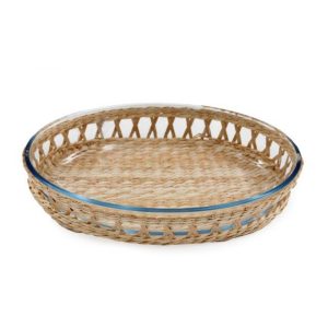Πυρέξ με ψάθινη βάση 35X25X7 014.KG3443