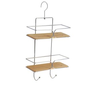 Ραφιέρα τοίχου χρωμιο/bamboo 2 Ράφια 25x11x50cm 06.9117195