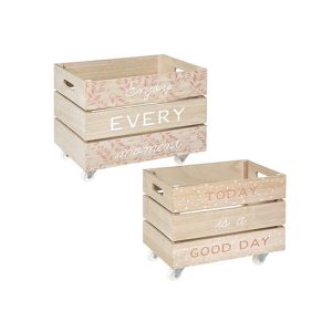 Τελάρο ξύλινο με ρόδες ροζ σ/2(33Χ22Χ23