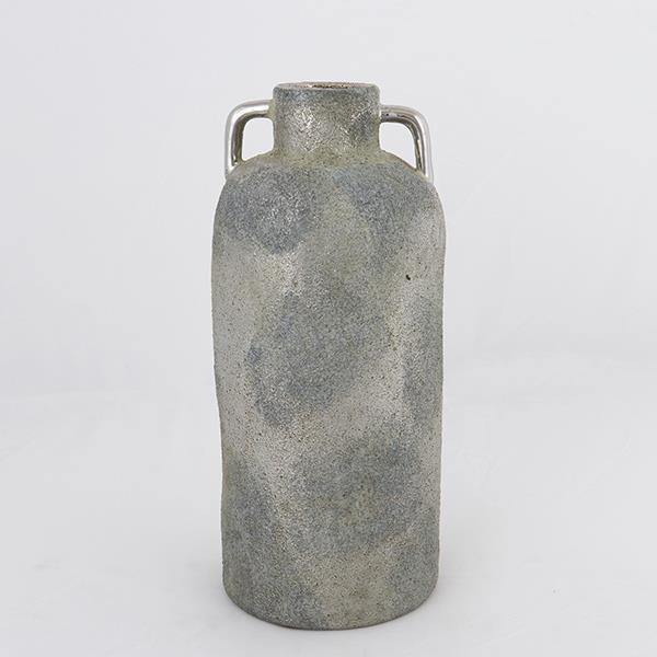 ΒΑΖΟ ΚΕΡΑΜΙΚΟ ΓΚΡΙ - ΑΣΗΜΙ 13.5x13.5x30cm