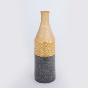 ΒΑΖΟ ΚΕΡΑΜΙΚΟ ΓΚΡΙ -ΧΡΥΣΟ 12x12x41cm