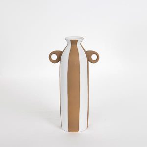 ΒΑΖΟ ΚΕΡΑΜΙΚΟ ΛΕΥΚΟ - ΚΑΦΕ 18.6x 10.2x31.8cm