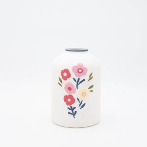 ΒΑΖΟ ΚΕΡΑΜΙΚΟ ΛΕΥΚΟ-ΜΕ ΛΟΥΛΟΥΔΙΑ 12.8x13.4x19.2cm