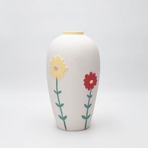 ΒΑΖΟ ΚΕΡΑΜΙΚΟ ΛΕΥΚΟ-ΜΕ ΛΟΥΛΟΥΔΙΑ 14x7x10cm