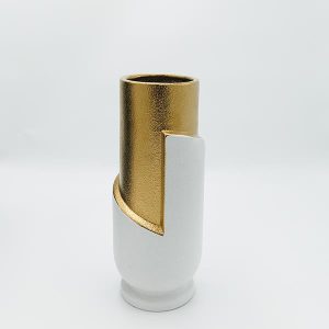 ΒΑΖΟ ΚΕΡΑΜΙΚΟ ΛΕΥΚΟ - ΧΡΥΣΟ 12.5x12.5x30.5cm